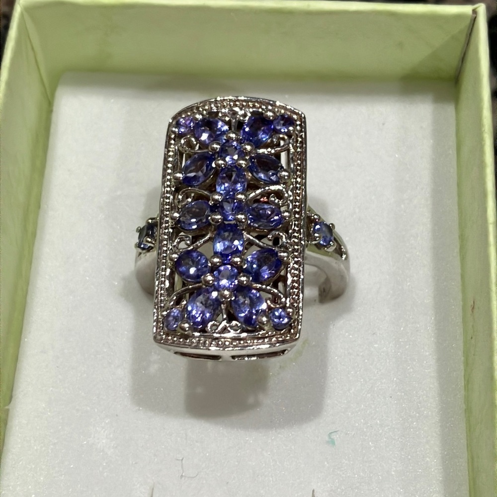 Tanzanite sterling silver ring